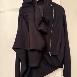 Rick Owens Black Asymmetrical Jacket with Zipper
